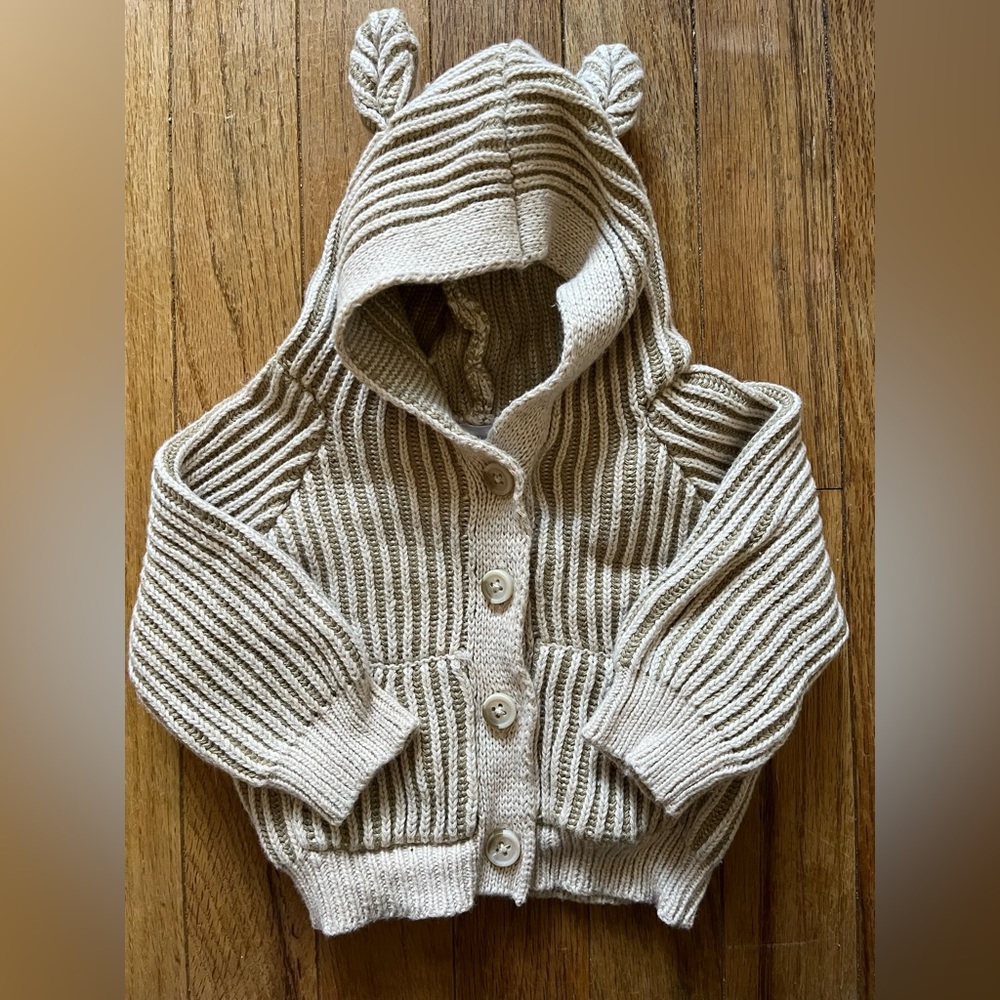 Jamie Kay Stripe Knit Bear Cardigan 0-3